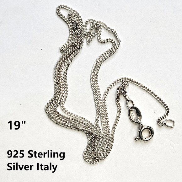 19 inch Sterling Silver Necklace 925 Italy Sterling Silver Necklace Chain 49cm - Picture 1 of 14